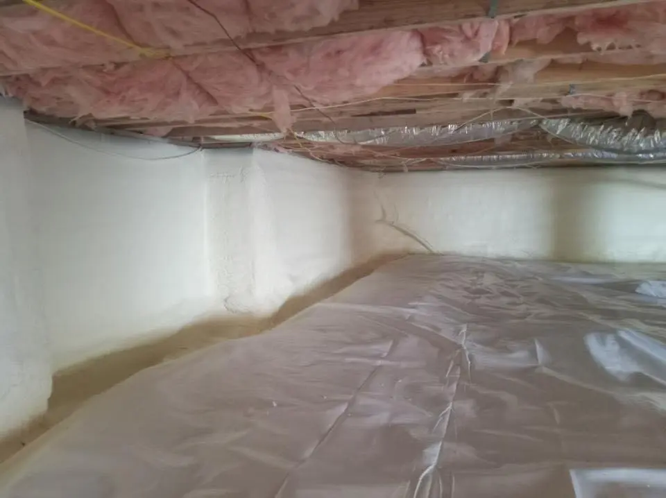 Crawl space encapsulation with closed-cell spray foam for Roof Leak Repair in Newtown